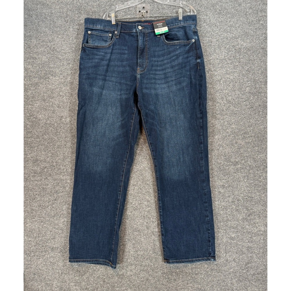 Lucky Brand 223 Straight Jeans Mens 38x30 Dark Blue Stretch Denim Pants NEW